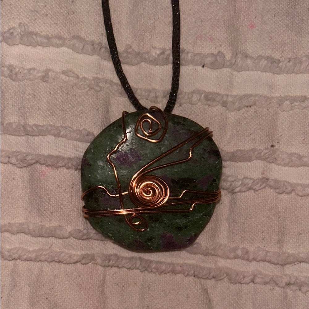 Handcrafted Ruby in Zeolite Stone Pendant Necklace
